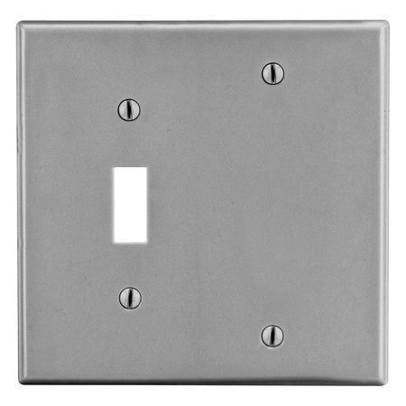 HUBBELL WIRING DEVICE-KELLEMS Wallplate, 2-Gang, 1) Toggle 1) Blank, Gray P113GY